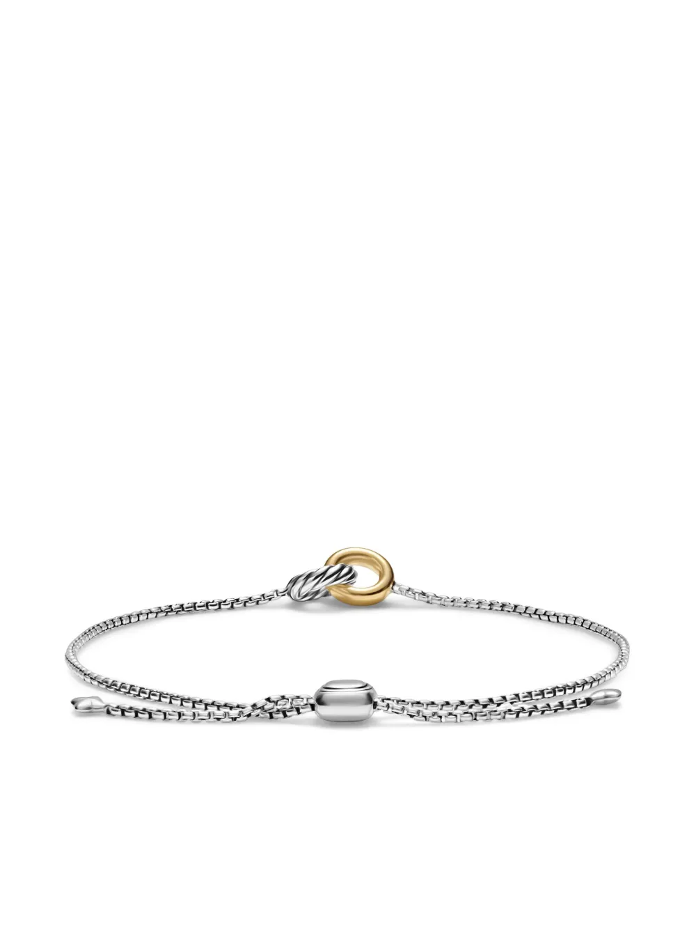 David Yurman 14kt Yellow Gold And Sterling Silver Petite Cable Bracelet In Silber