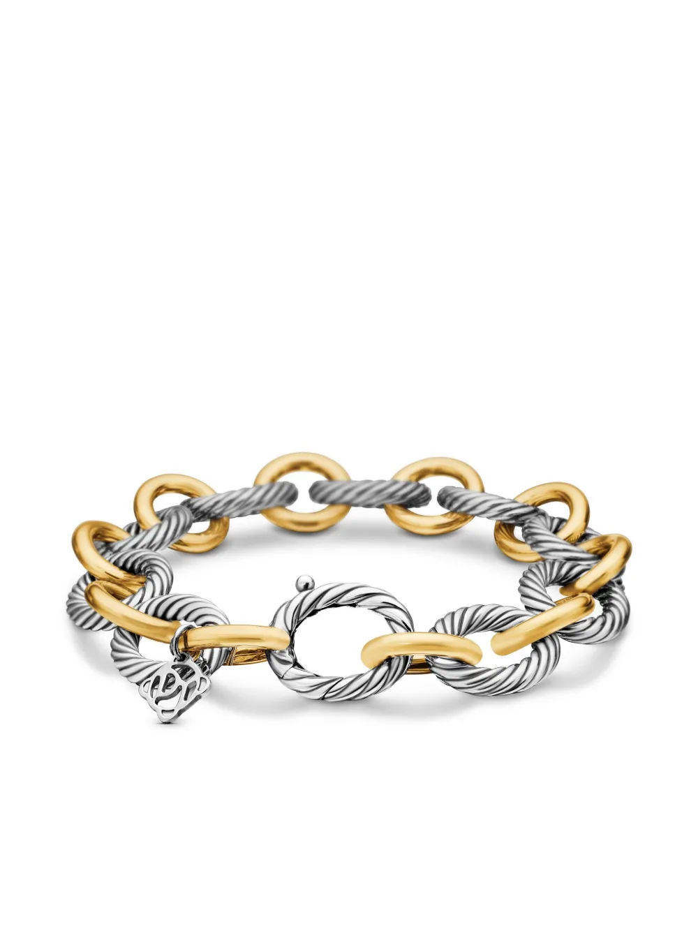 DAVID YURMAN 18KT YELLOW GOLD AND STERLING SILVER OVAL LINK CHAIN BRACELET (12MM) 