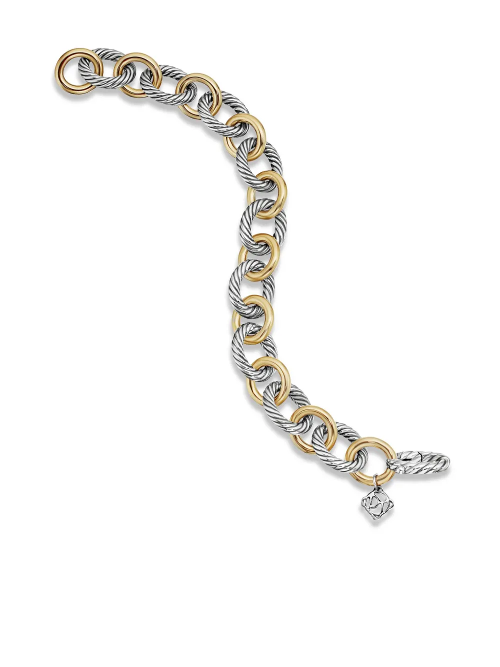 DAVID YURMAN 18KT YELLOW GOLD AND STERLING SILVER OVAL LINK CHAIN BRACELET (12MM) 