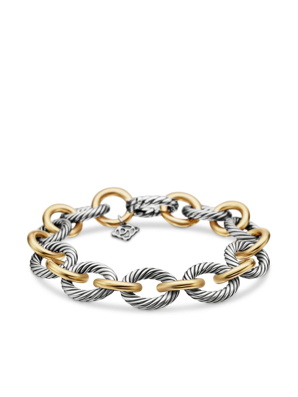 David Yurman 18kt yellow gold and sterling silver Oval Link Chain bracelet (12mm)