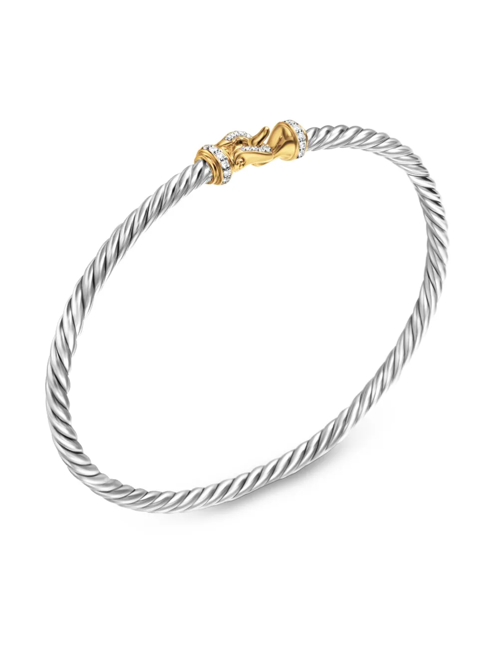 David Yurman 18kt yellow gold and sterling silver Buckle Classic Cable diamond bracelet (3mm) | Image 2