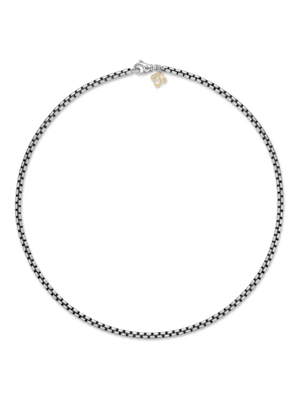 David Yurman 14kt Yellow Gold and Sterling Silver Box Chain Necklace (3.6mm)