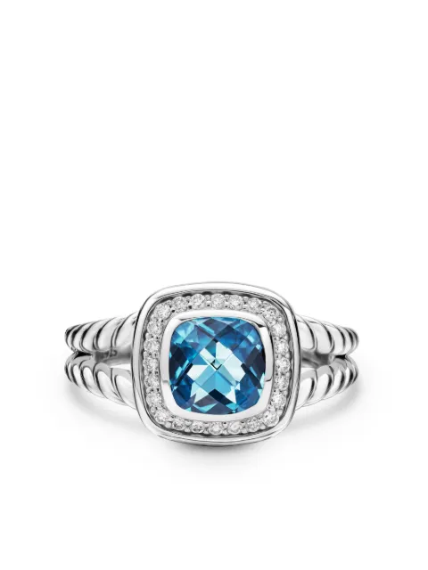 David Yurman anillo Petite Albion en plata de ley con diamante y topacio de 7mm
