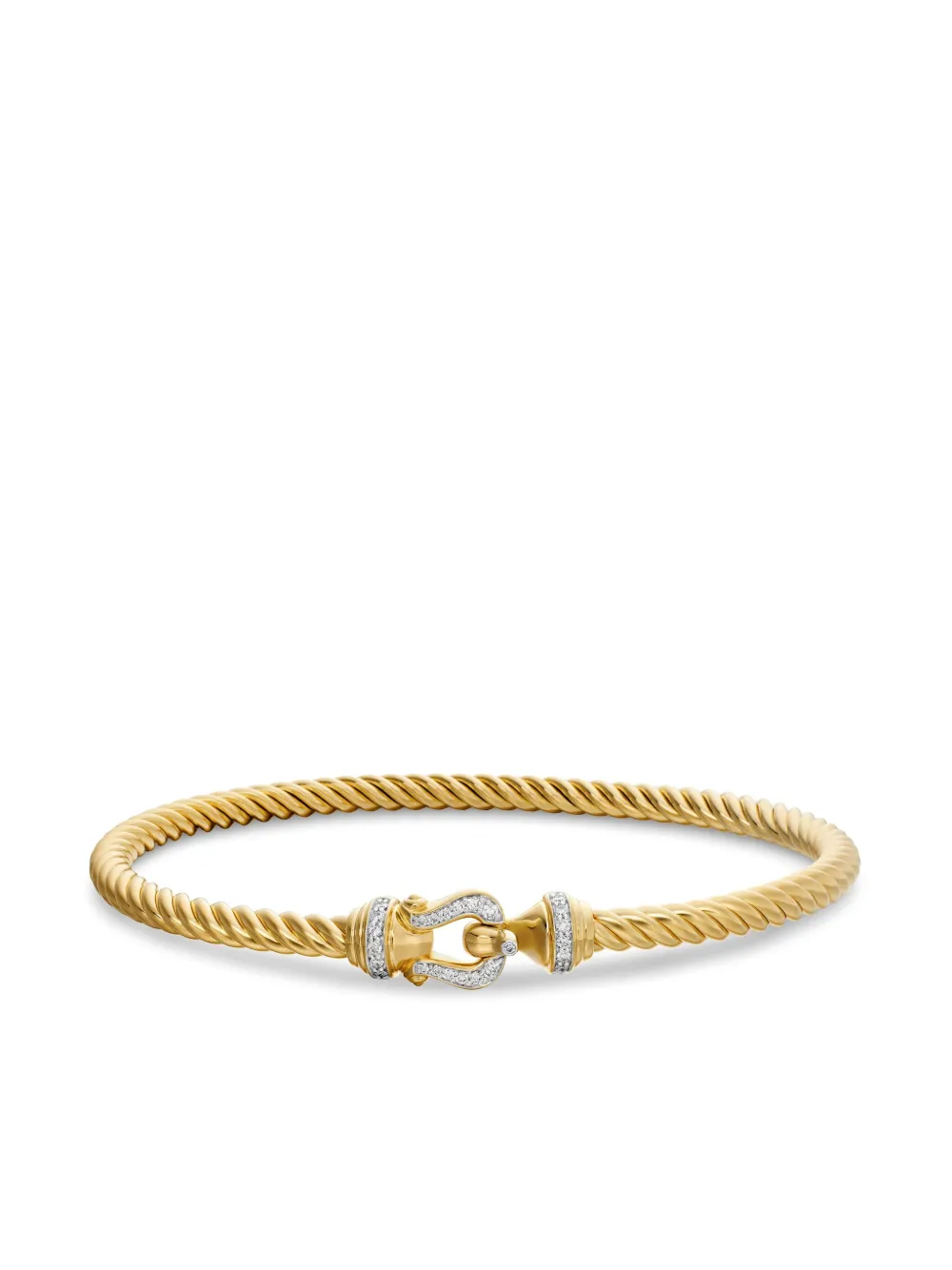 David Yurman 18kt Yellow Gold Buckle Cablespira Diamond Bracelet In Gold