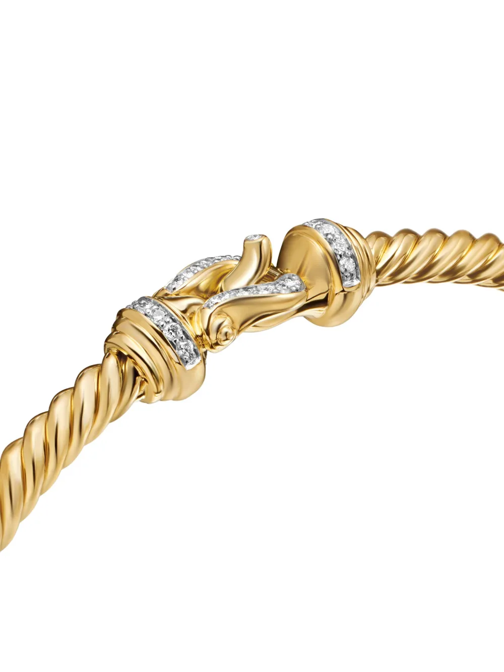 David Yurman 18kt Yellow Gold Buckle Cablespira Diamond Bracelet In Gold