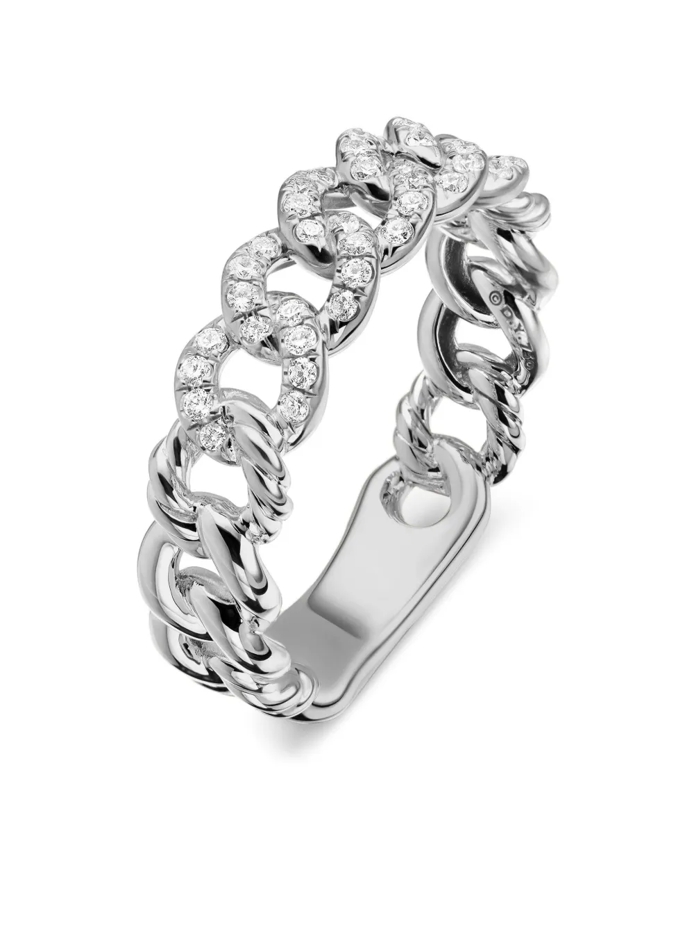 David Yurman sterling silver Belmont Curb diamond ring - Zilver