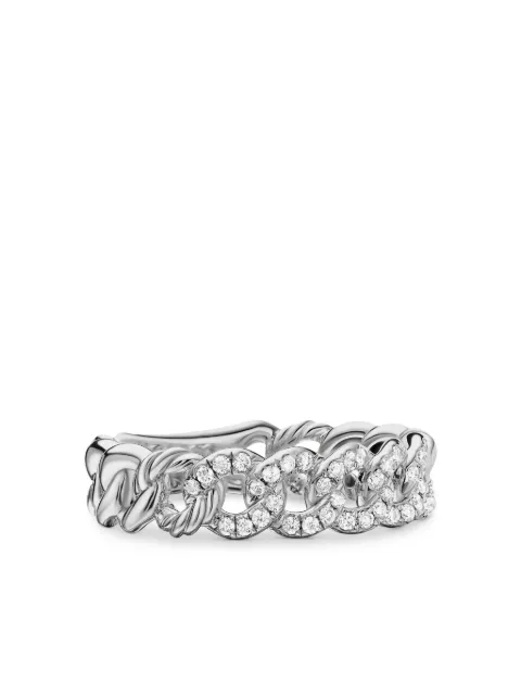 David Yurman anillo Belmont Curb Link en plata de ley con diamante de 5mm