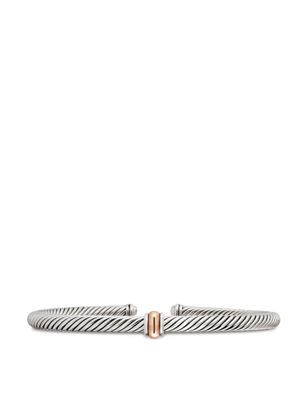 18kt rose gold and sterling silver Classic Cable Station bracelet