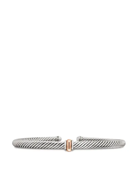 David Yurman pulsera Classic Cable Station en oro rosa de 18kt y plata de ley de 4mm