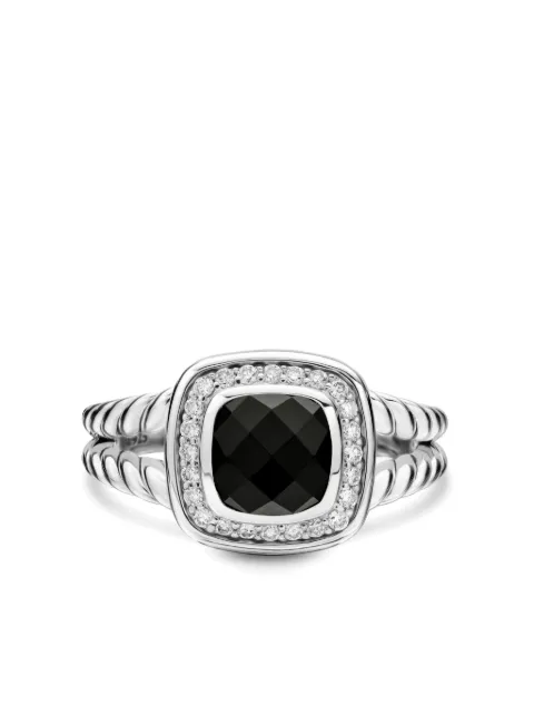 David Yurman sterling silver Petite Albion onyx and diamond ring (7mm)