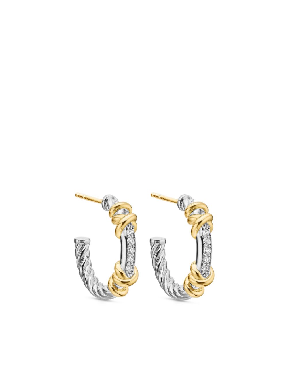 18K yellow gold and sterling silver Petite Helena diamond earrings