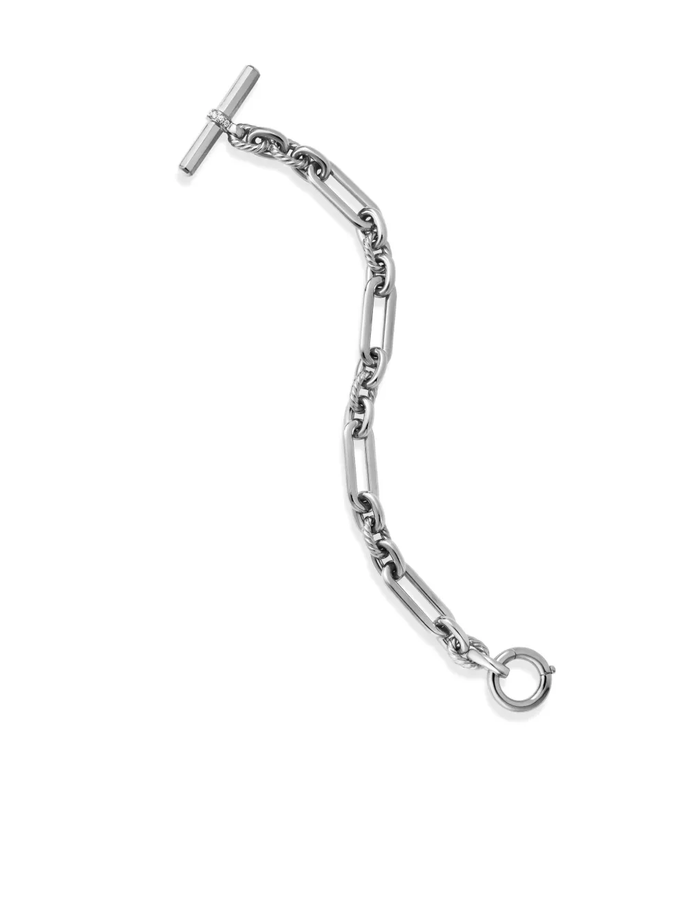 David Yurman Sterling Silver Lexington Chain Diamond Bracelet In Silber