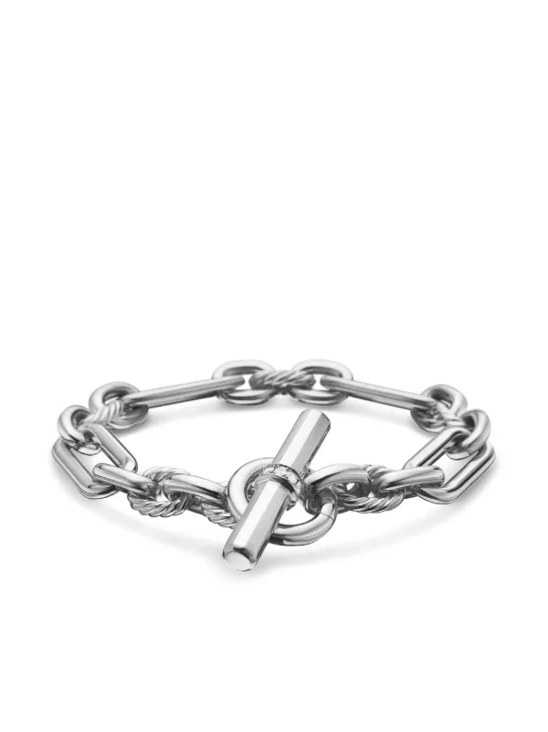 David Yurman Sterling Silver Lexington Chain Diamond Bracelet (9.8mm)