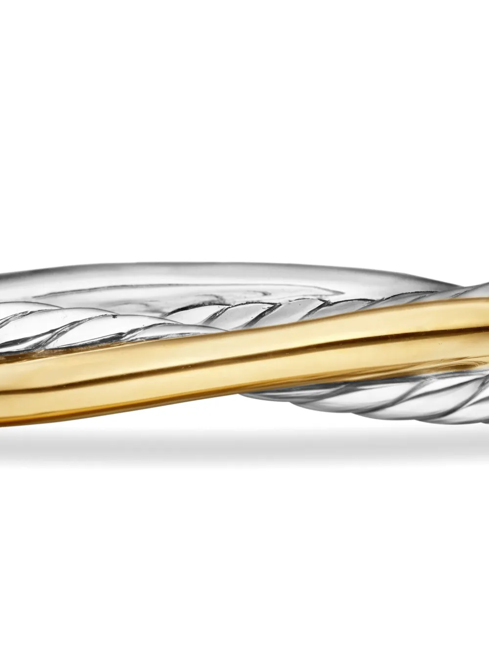 David Yurman 18kt Yellow Gold And Sterling Silver Crossover Two Row Cuff Bracelet In Silber