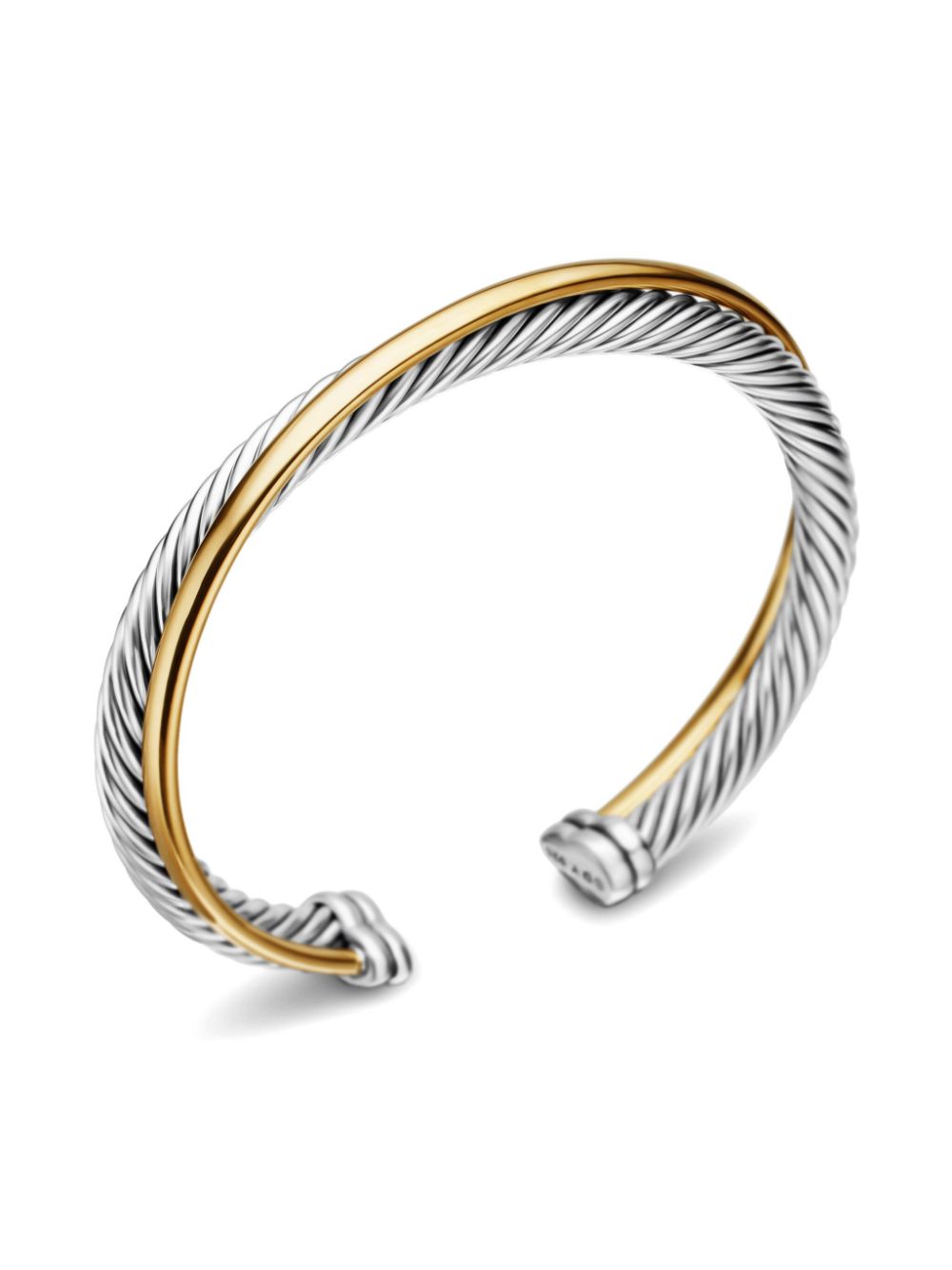 David Yurman 18kt yellow gold and sterling silver Crossover Two Row cuff bracelet (5mm)