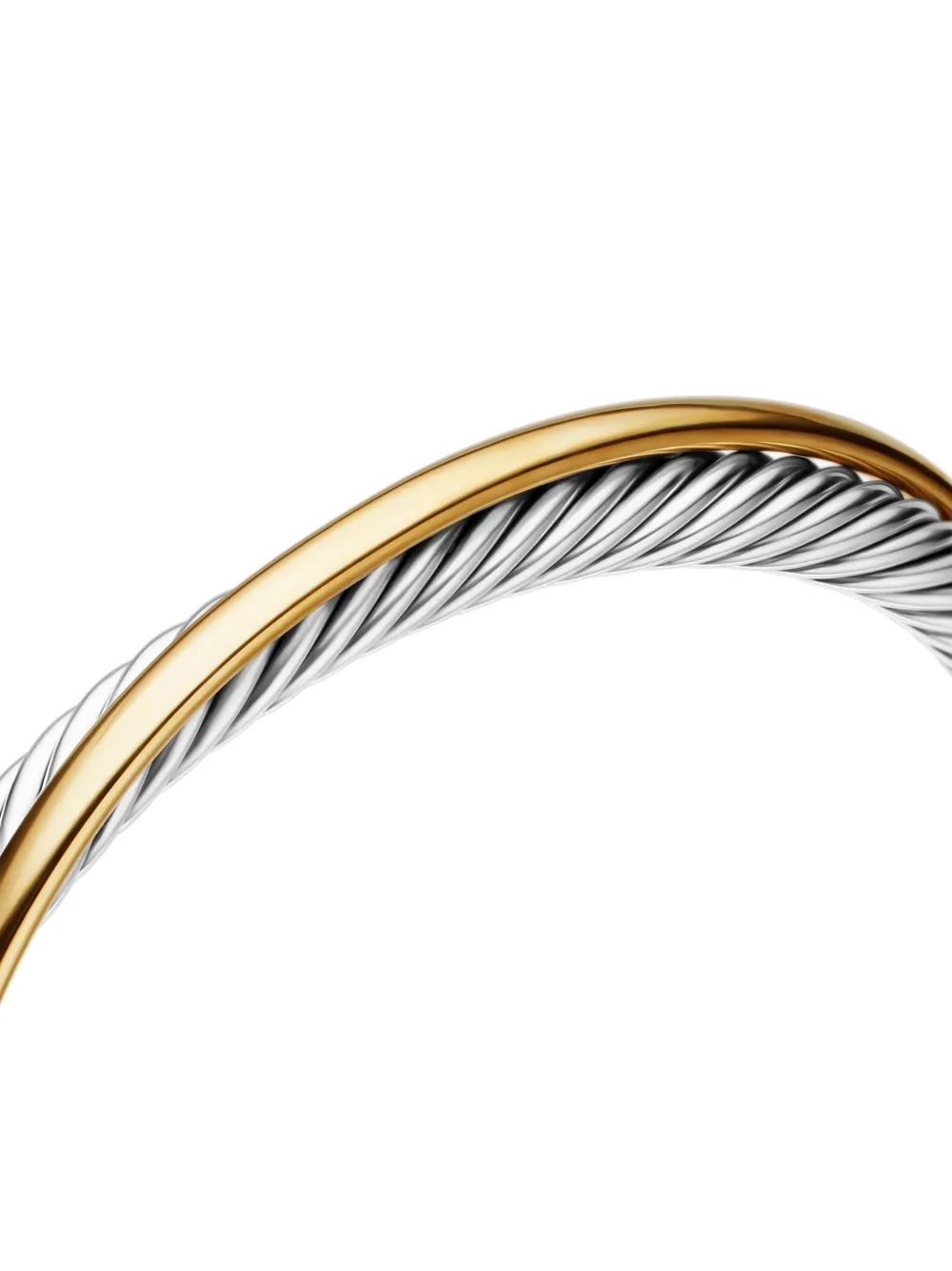 David Yurman 18kt Yellow Gold And Sterling Silver Crossover Two Row Cuff Bracelet In Silber