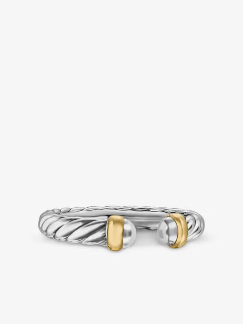 David Yurman 14kt yellow gold and sterling silver Petite Cable ring