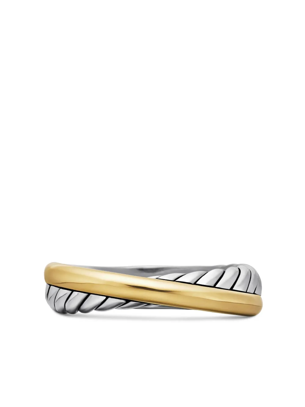 DAVID YURMAN 18KT YELLOW GOLD AND STERLING SILVER CROSSOVER BAND RING (5.3MM)