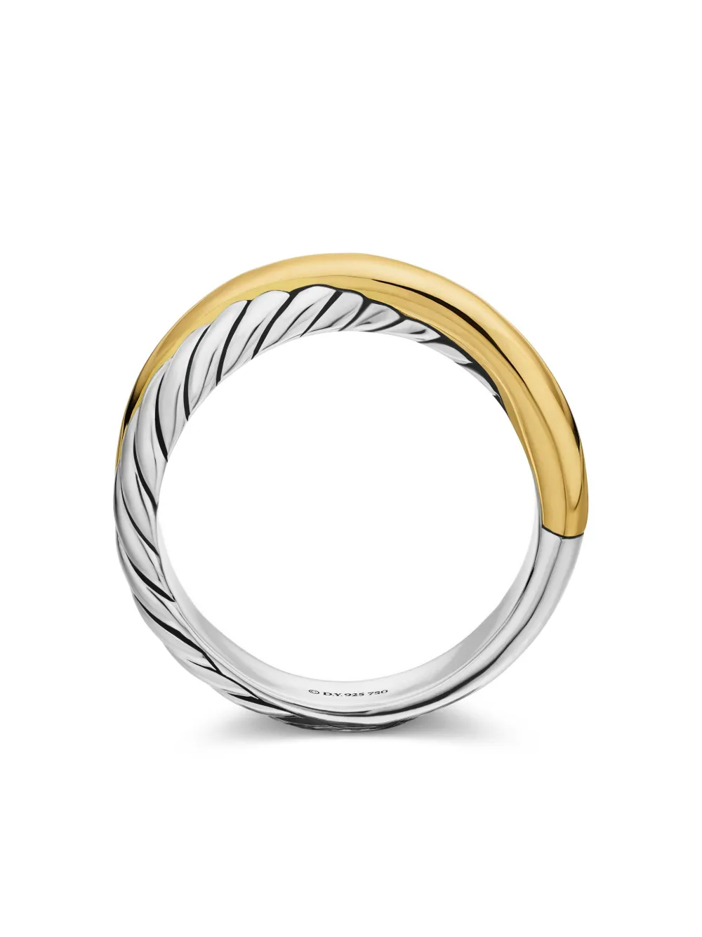 DAVID YURMAN 18KT YELLOW GOLD AND STERLING SILVER CROSSOVER BAND RING (5.3MM)