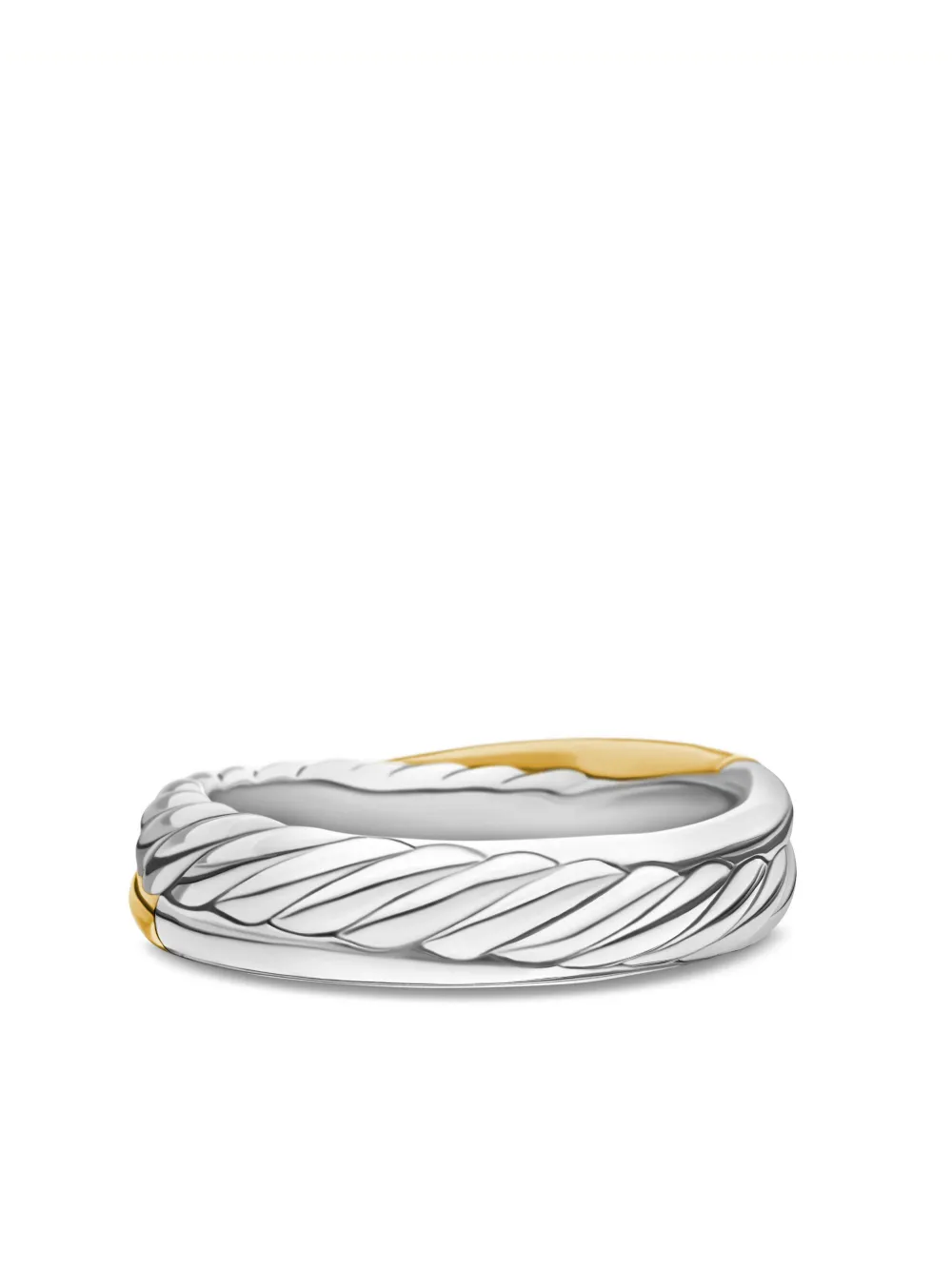 DAVID YURMAN 18KT YELLOW GOLD AND STERLING SILVER CROSSOVER BAND RING (5.3MM)