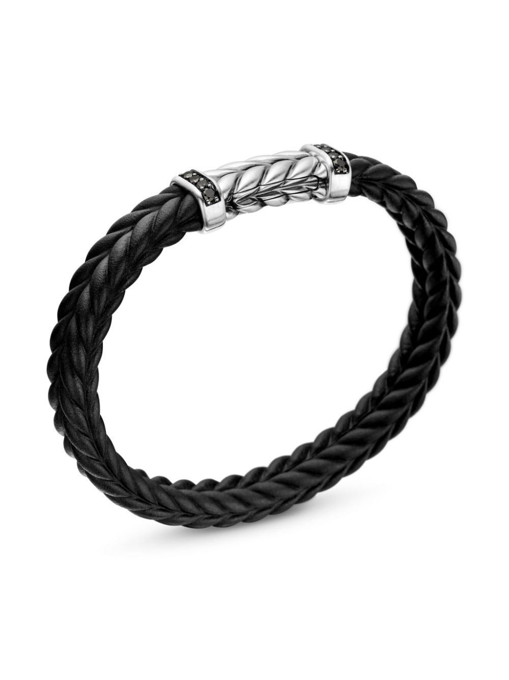 David Yurman sterling silver Chevron black diamond bracelet - Zilver