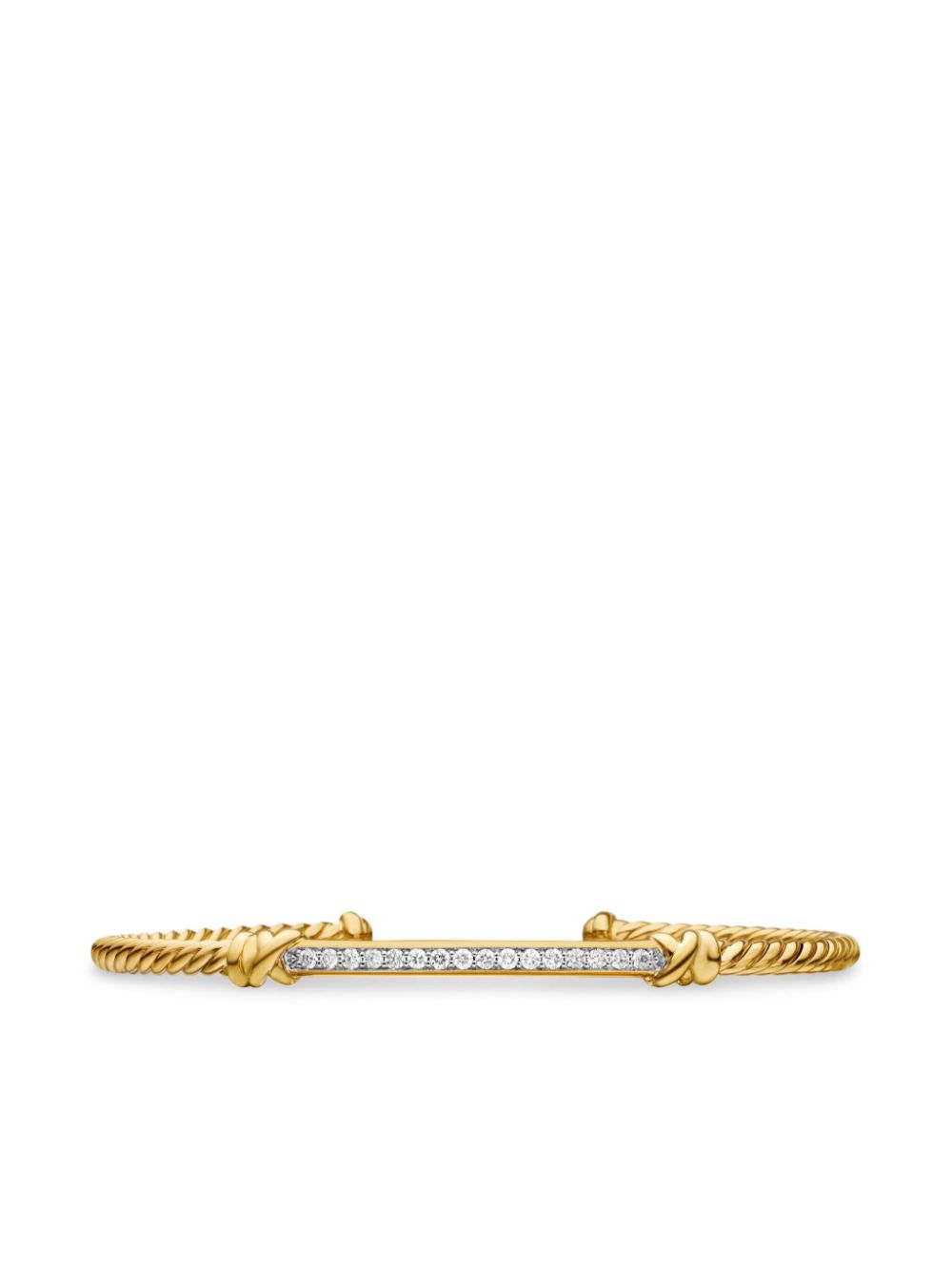 David Yurman 18kt yellow gold Petite Helena Cablespira Station diamond bracelet (3mm)