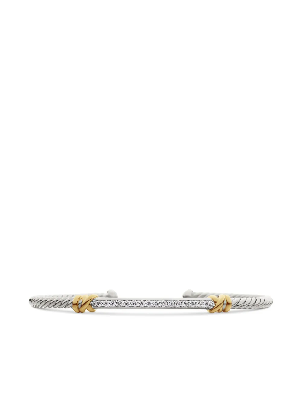 David Yurman 18kt Gold And Sterling Silver Petite Helena Classic Cable Station Diamond Bracelet In Silber