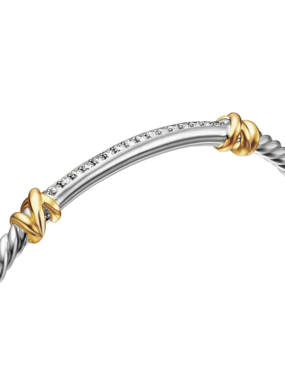 David Yurman 18kt Gold And Sterling Silver Petite Helena Classic Cable Station Diamond Bracelet In Silber