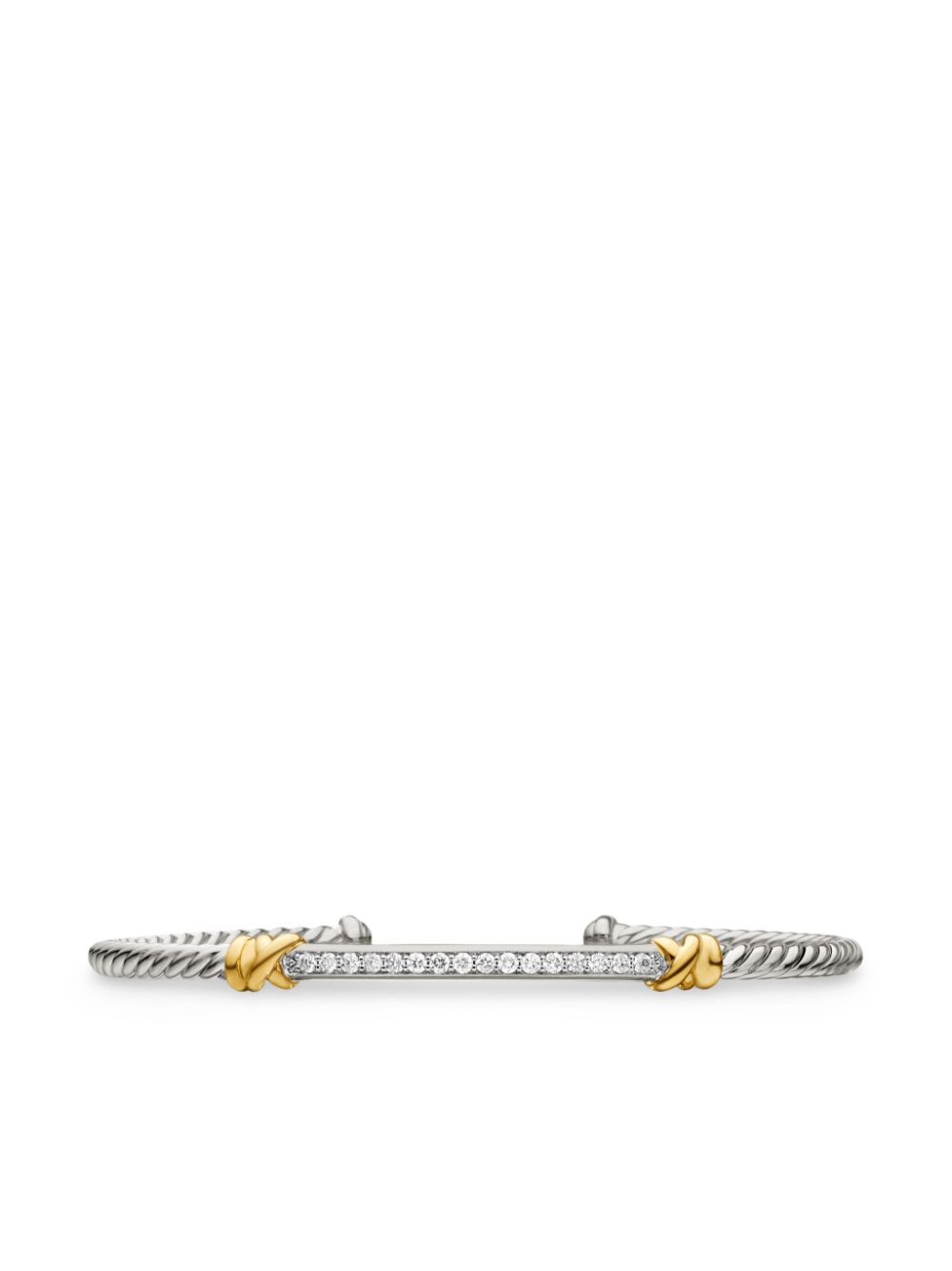 David Yurman 18kt gold and sterling silver Petite Helena Classic Cable Station diamond bracelet (3mm)