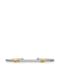 David Yurman 18kt gold and sterling silver Petite Helena Classic Cable Station diamond bracelet (3mm)