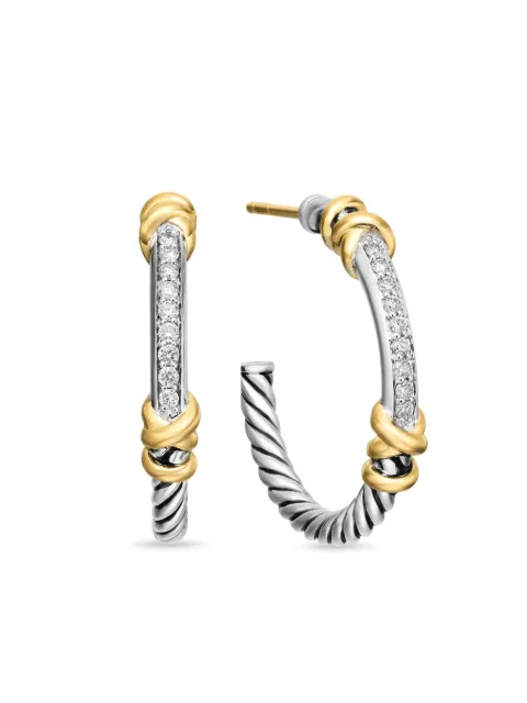 David Yurman arracadas Petite Helena Wrap en oro amarillo de 18kt y plata de ley con diamantes 