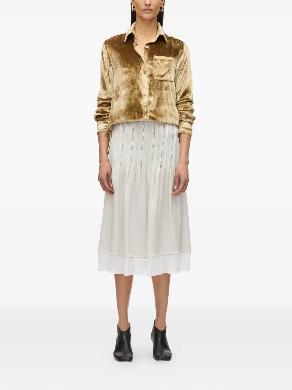 3.1 Phillip Lim Satijnen onderrok verfraaid met kristallen Beige
