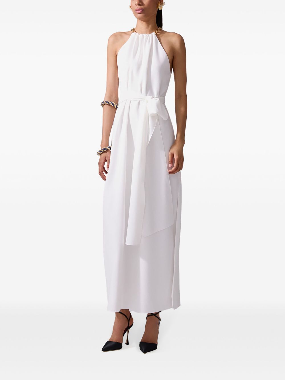 Carolina Herrera chain-strap halterneck midi dress - Wit