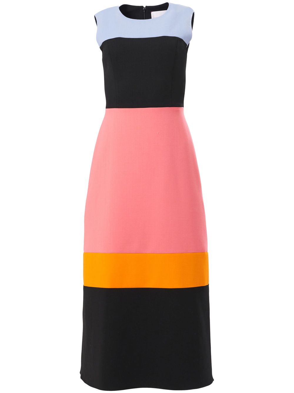 sleeveless colourblock midi dress