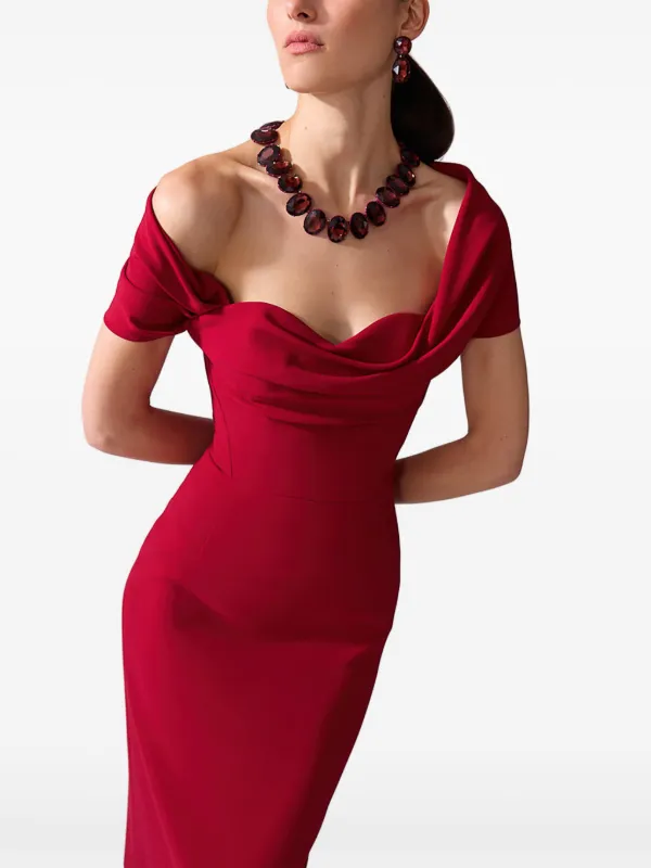 Carolina Herrera Draped off-shoulder Gown | Red | FARFETCH JO