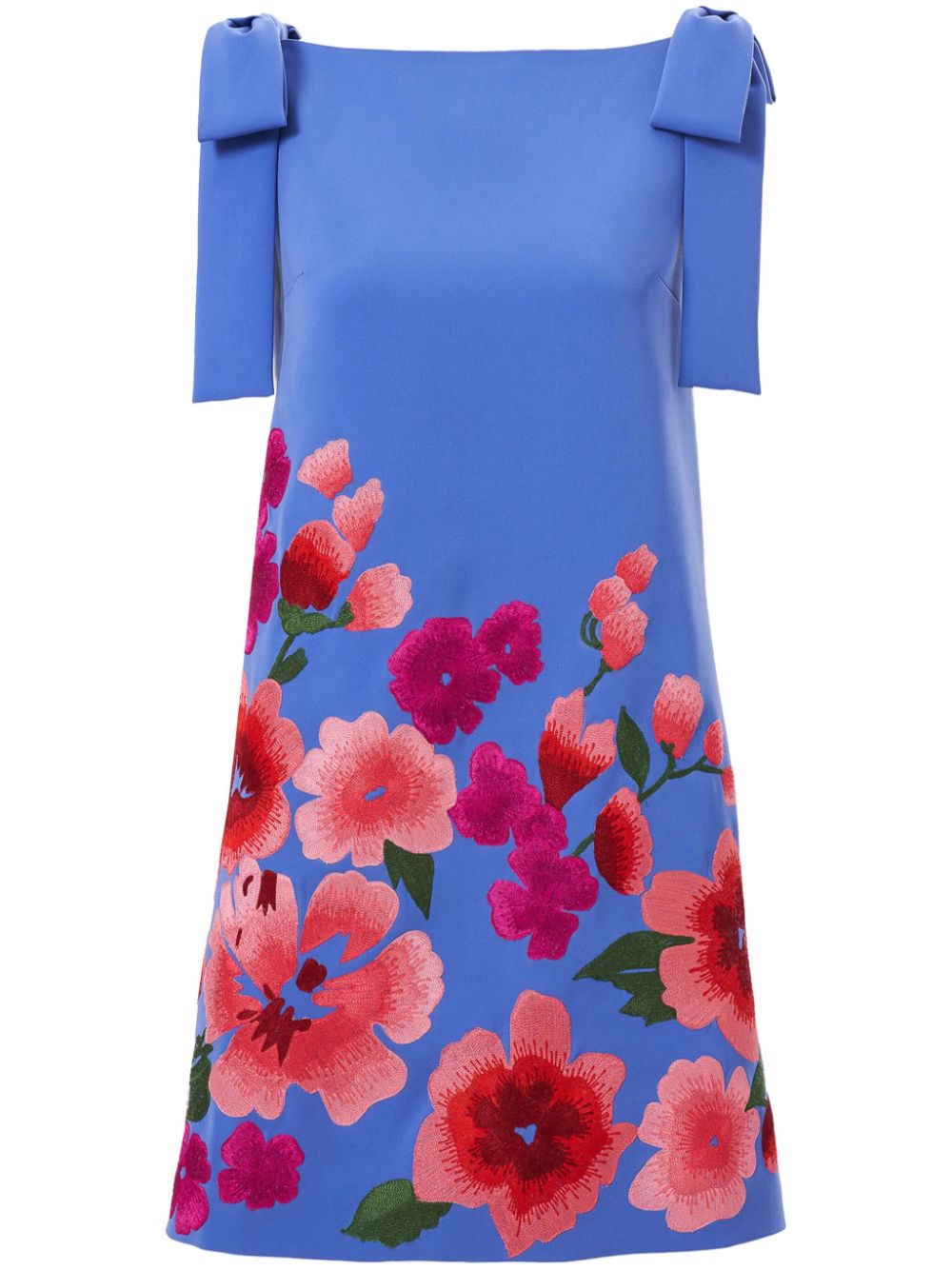 Carolina Herrera Mini-jurk met geborduurde bloemen en strik Blauw