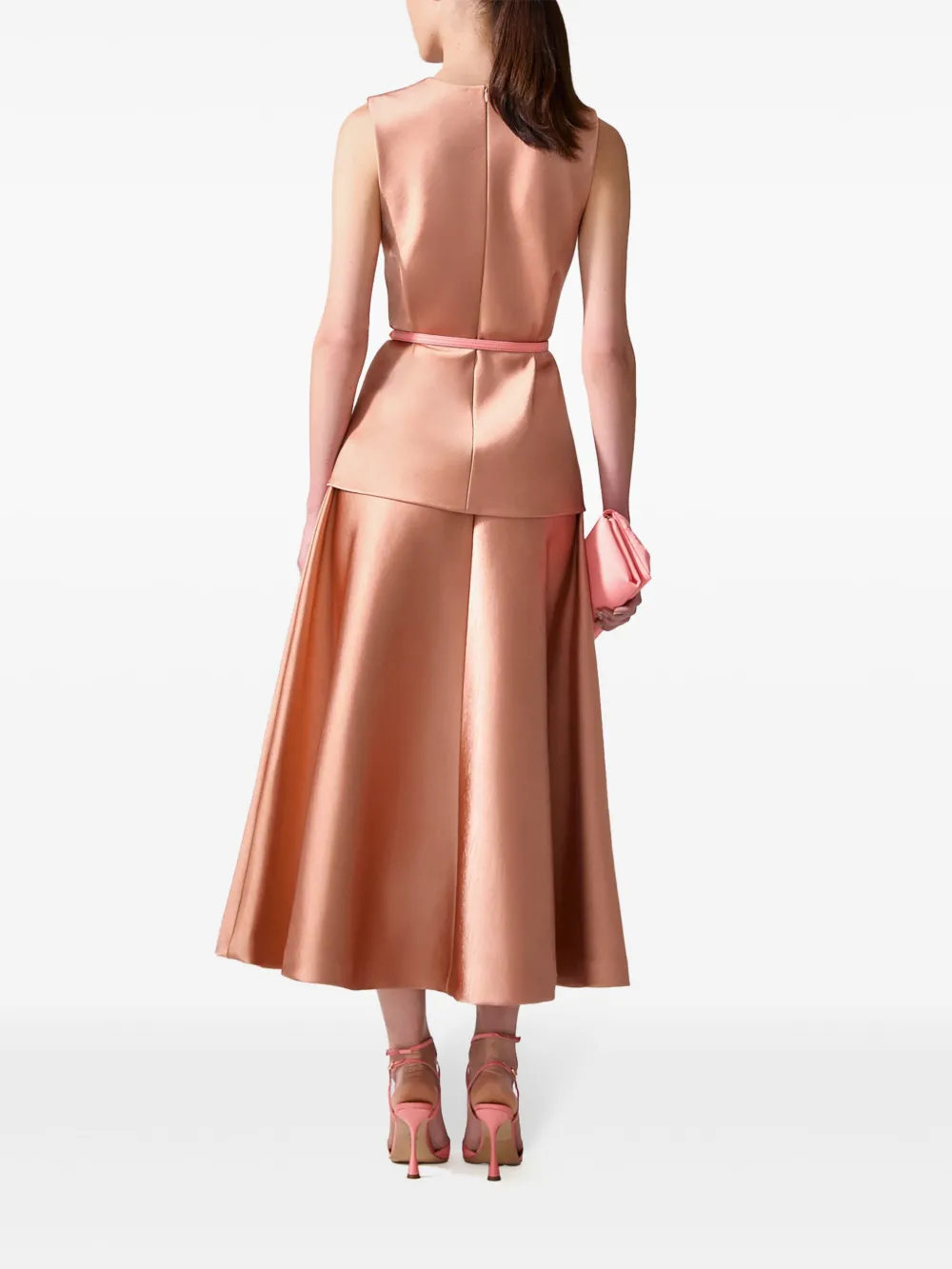 CAROLINA HERRERA FLARED DUCHESSE MIDI SKIRT