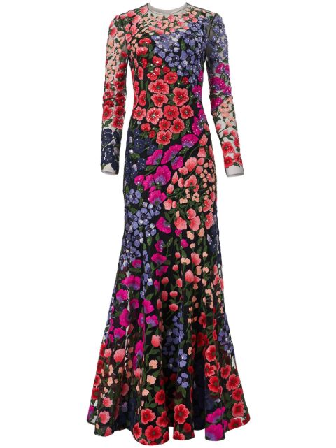 Carolina Herrera floral-embroidered tulle gown