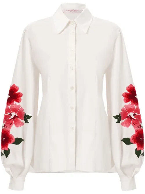 Chemise à fleurs brodées - Carolina Herrera - Modalova
