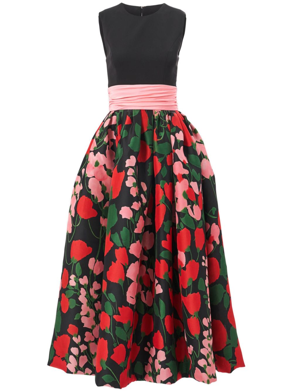 Carolina Herrera Midi-jurk met bloemenprint Zwart