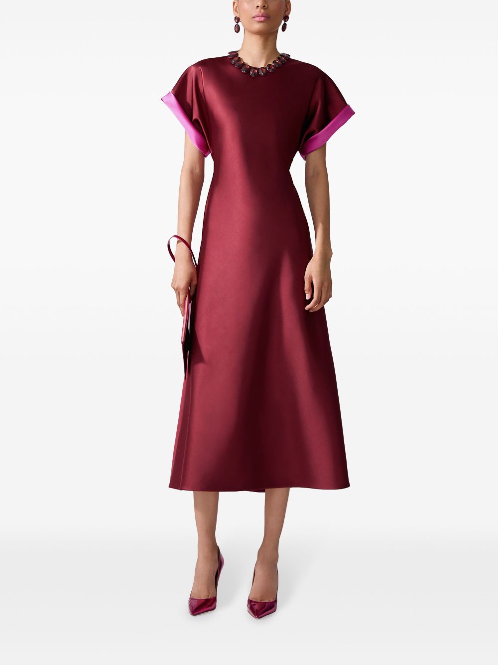 Carolina Herrera Satijnen midi-jurk - Rood