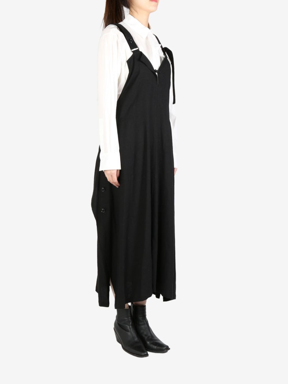 Y's buttoned midi dress - Zwart