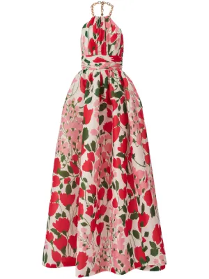 CAROLINA HERRERA】バイカラー Vネック ノースリーブ ドレス