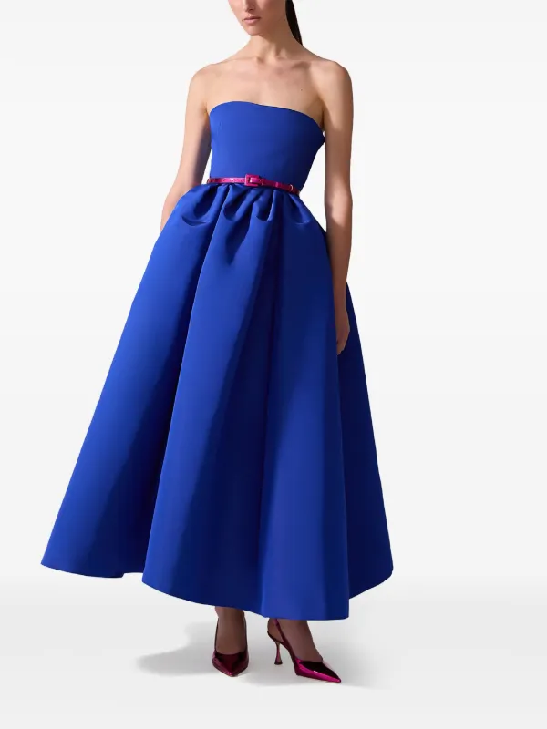 Carolina Herrera Strapless Midi Dress Blue FARFETCH ZA