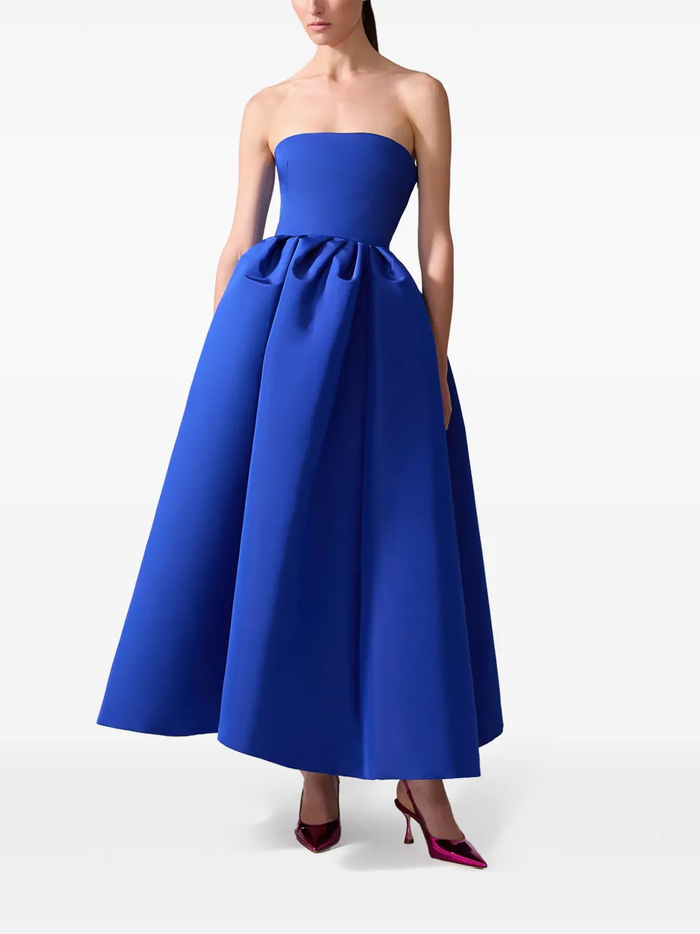 Carolina Herrera Strapless midi-jurk - Blauw