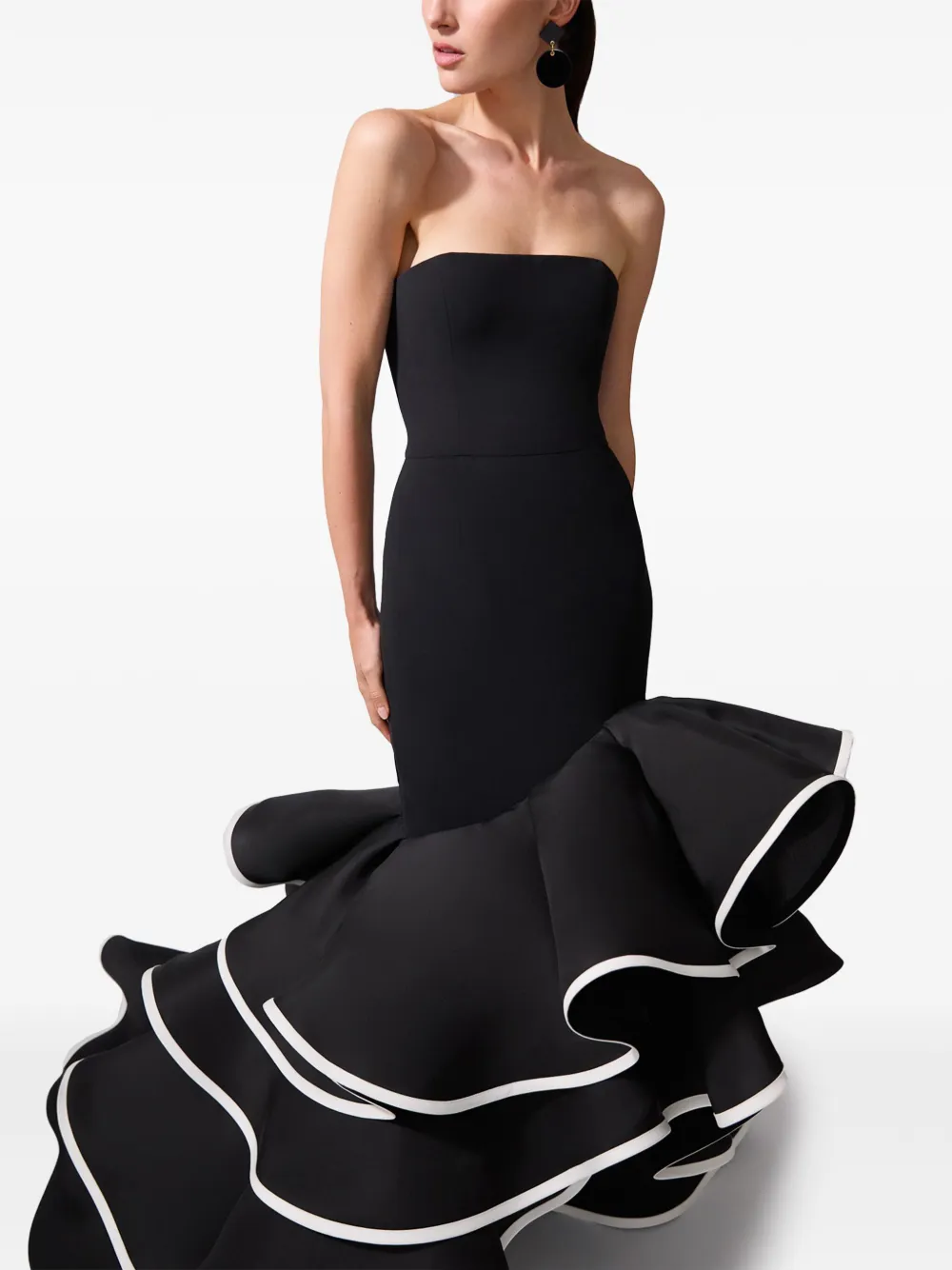 Carolina Herrera Avondjurk met ruches Zwart