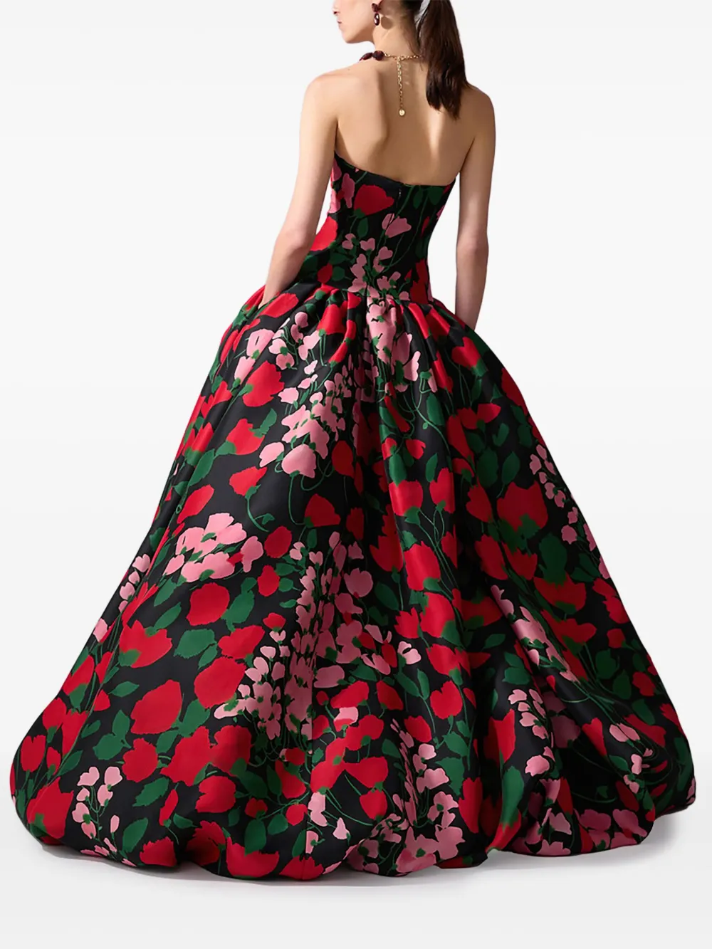 Carolina Herrera floral-print strapless gown