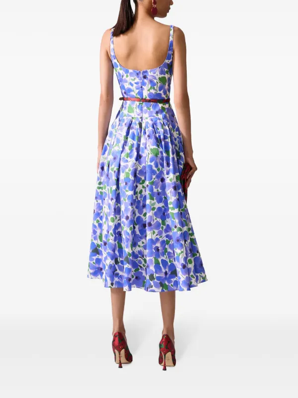 Carolina Herrera Floral-print Midi Dress - Blue Carolina Herrera Floral-print Midi Dress - Blue