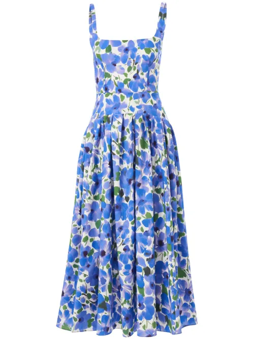 Robe mi-longue à fleurs - Carolina Herrera - Modalova