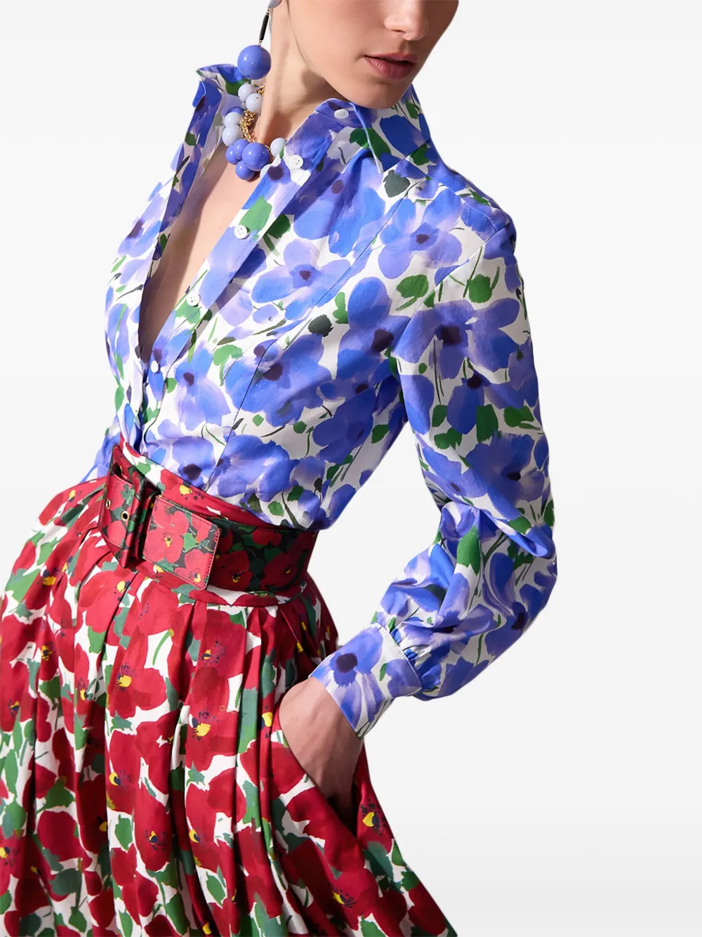 Carolina Herrera Shirt met bloemenprint Blauw